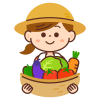 野菜を持つ農家の女性