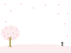 桜の木とネコのフレームイラスト