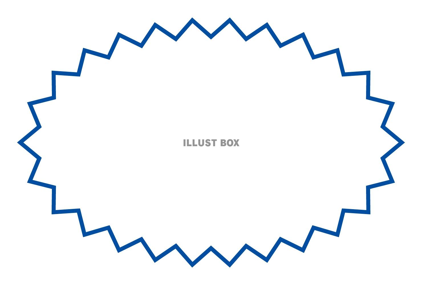 ギザギザ楕円サークルフレーム/青ライン