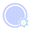 二重丸の花ワンポイントフレーム：ブルー