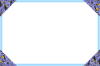花柄コーナーのシンプル太枠フレーム：ブルー