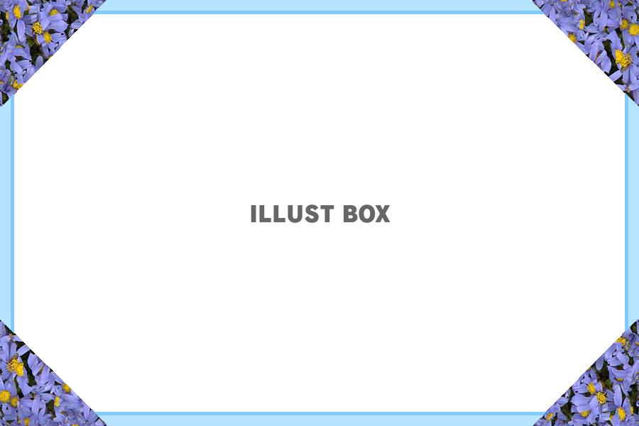 花柄コーナーのシンプル太枠フレーム：ブルー