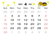 2023年4月犬とタンポポのカレンダー
