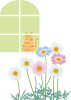 猫とマーガレット（透過PNG）