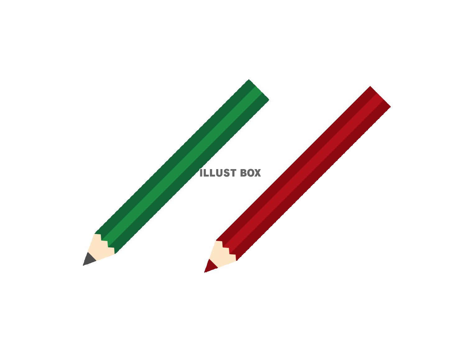 シンプルな鉛筆と赤鉛筆のイラスト セット