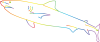 カラフルな虹色のラインアート　グラフィカルな鮫