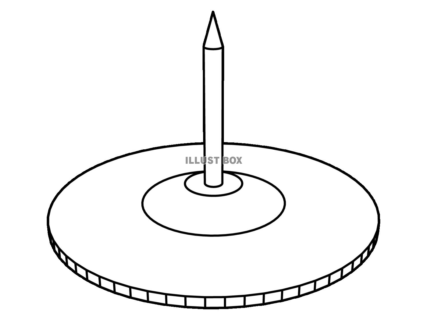 画鋲（ガビョウ）のシンプルな線画（ぬりえ）