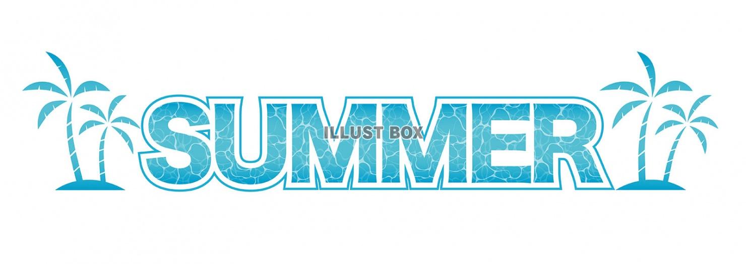 水面のパターンと椰子の木のSUMMERロゴ