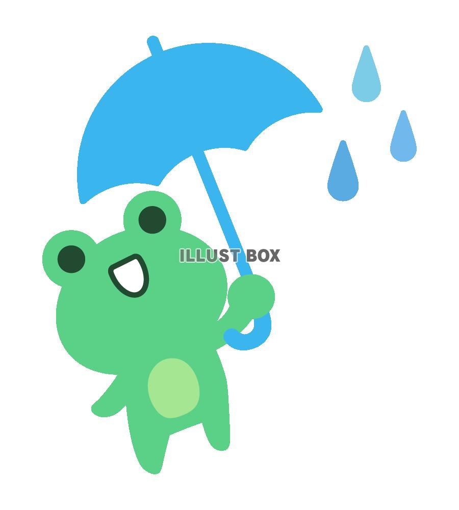 傘をさすカエル　雨