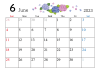 2023年 6月 かわいいイラスト付きカレンダー