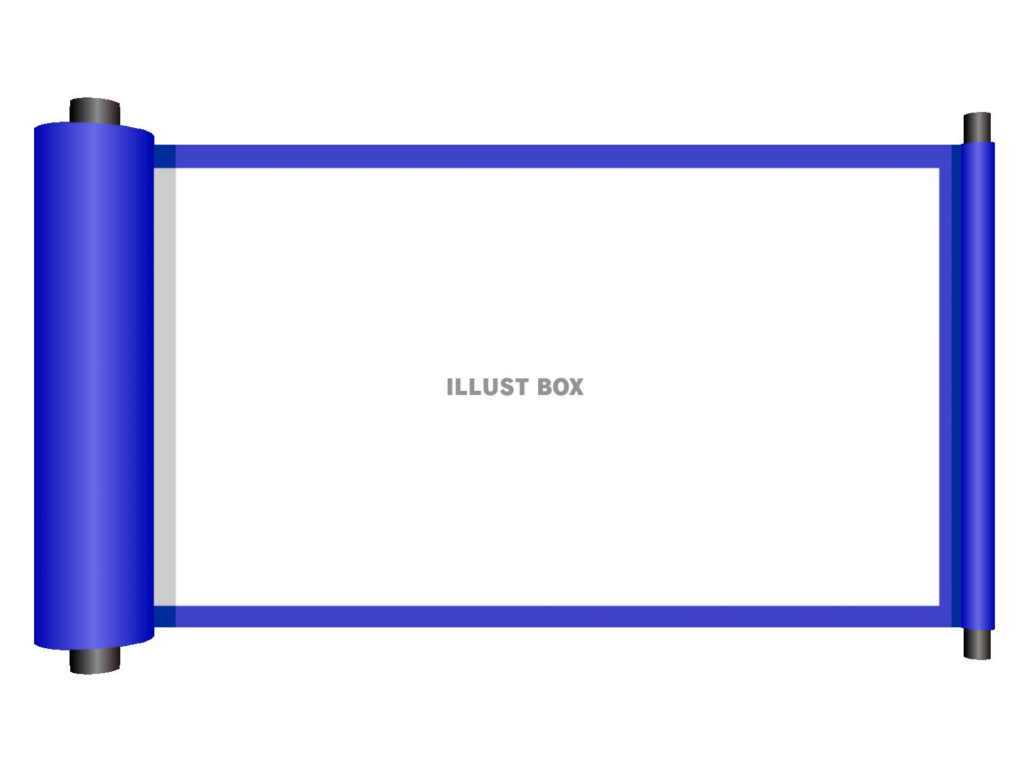 巻物のシンプルなフレーム枠・青【透過PNG】