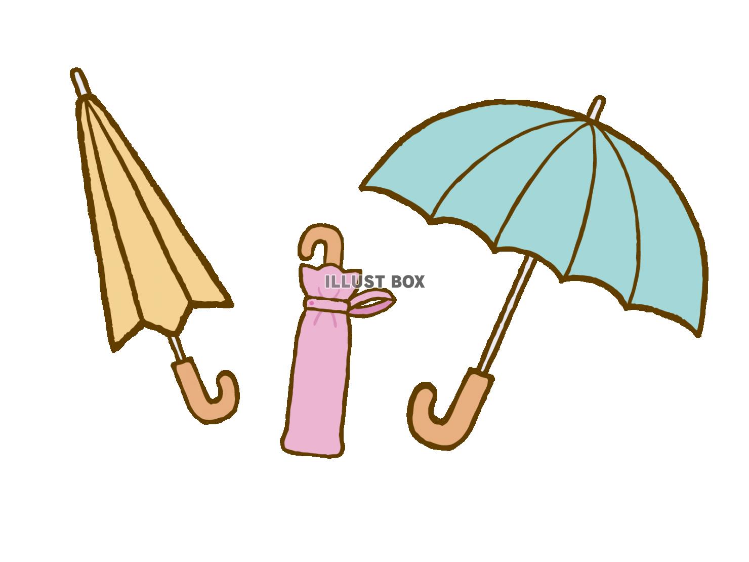 開いた傘 閉じた傘 折り畳み傘