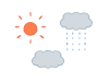 太陽と雲と雨のセットイラスト
