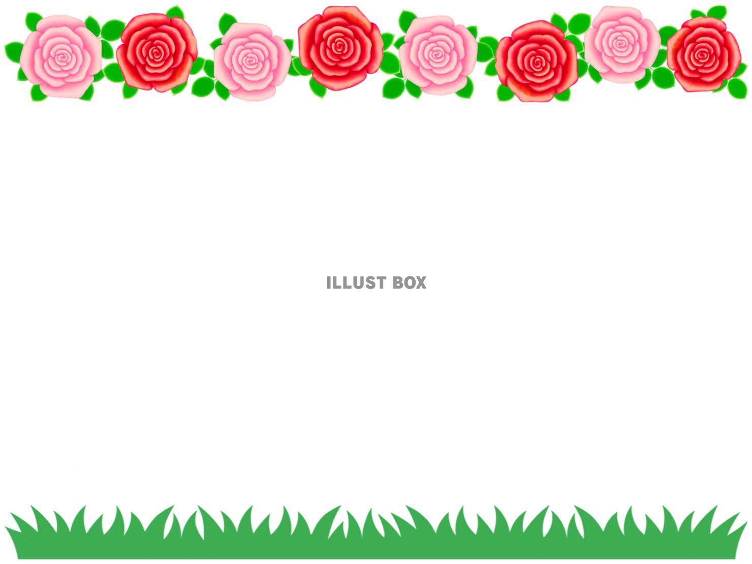 薔薇の花模様フレームシンプル飾り枠素材イラスト