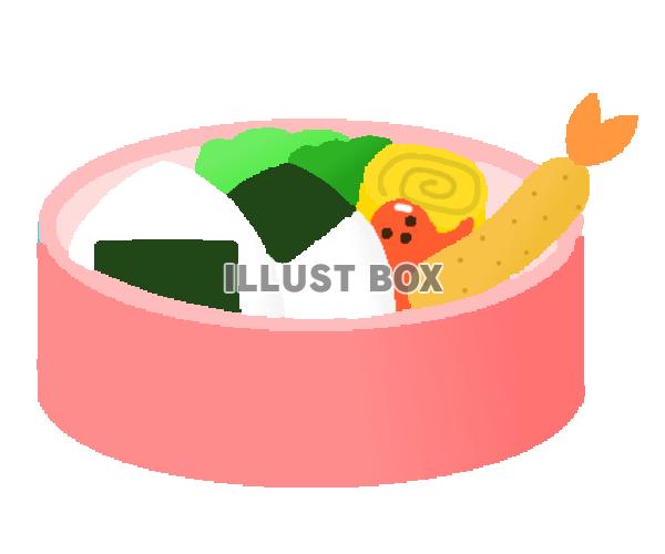 おにぎり弁当ピンクのランチボックス　透過png