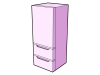 冷蔵庫（れいぞうこ）の立体イラスト・ピンク【透過PNG】