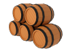 複数の樽（タル）のシンプルな3DCG【透過PNG】