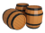 複数の樽（タル）のシンプルな3DCG【透過PNG】