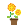 植木鉢に植えられた黄色い花　バラ