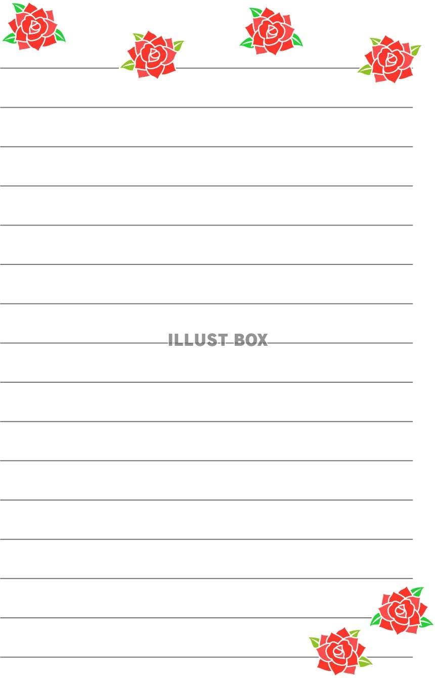 赤いバラの花の便箋