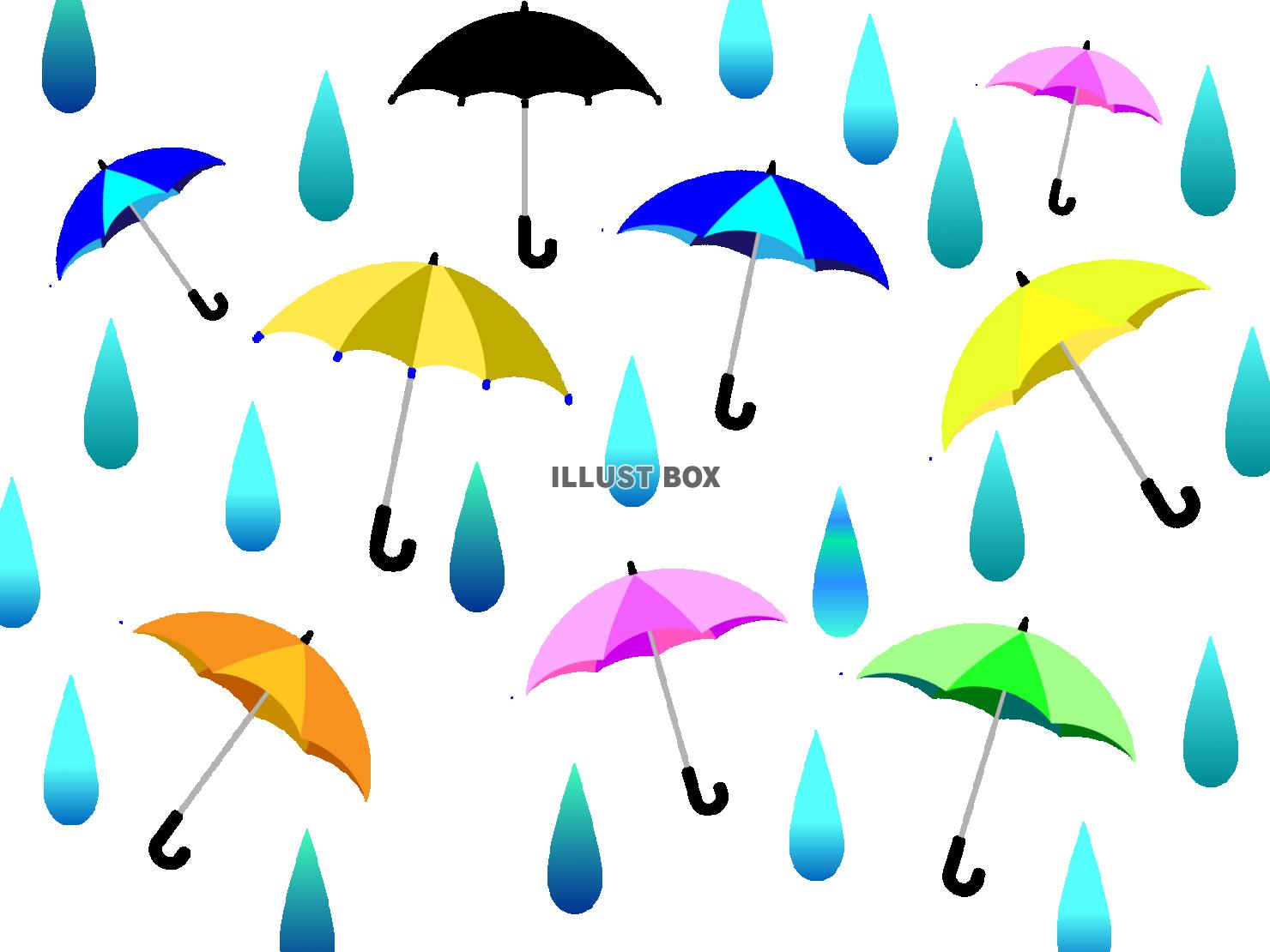 傘と雨の雫の背景素材【透過PNG】