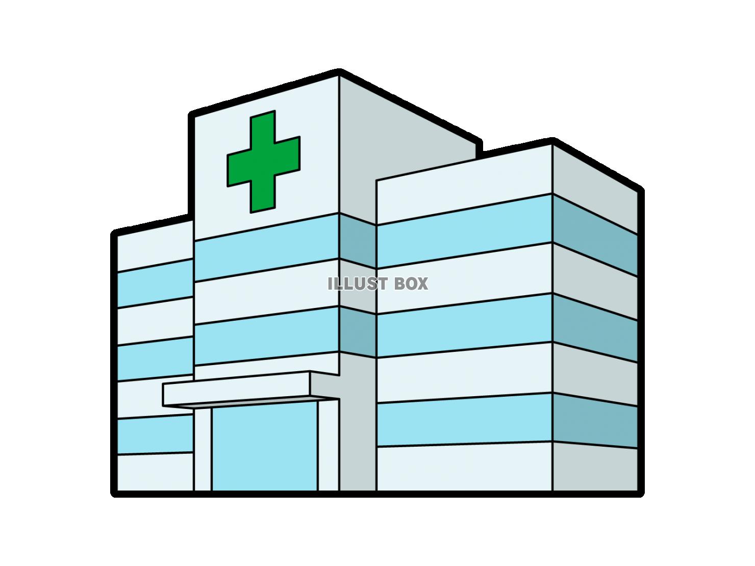 病院の建物のシンプルな立体アイコン・透過PNG