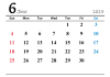 2023年（令和5年）6月　カレンダー
