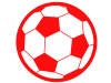 赤色のサッカーボールのシルエットアイコン
