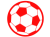 赤色のサッカーボールのシルエットアイコン