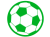 緑色のサッカーボールのシルエットアイコン