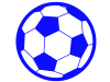 青色のサッカーボールのシルエットアイコン
