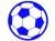 青色のサッカーボールのシルエットアイコン