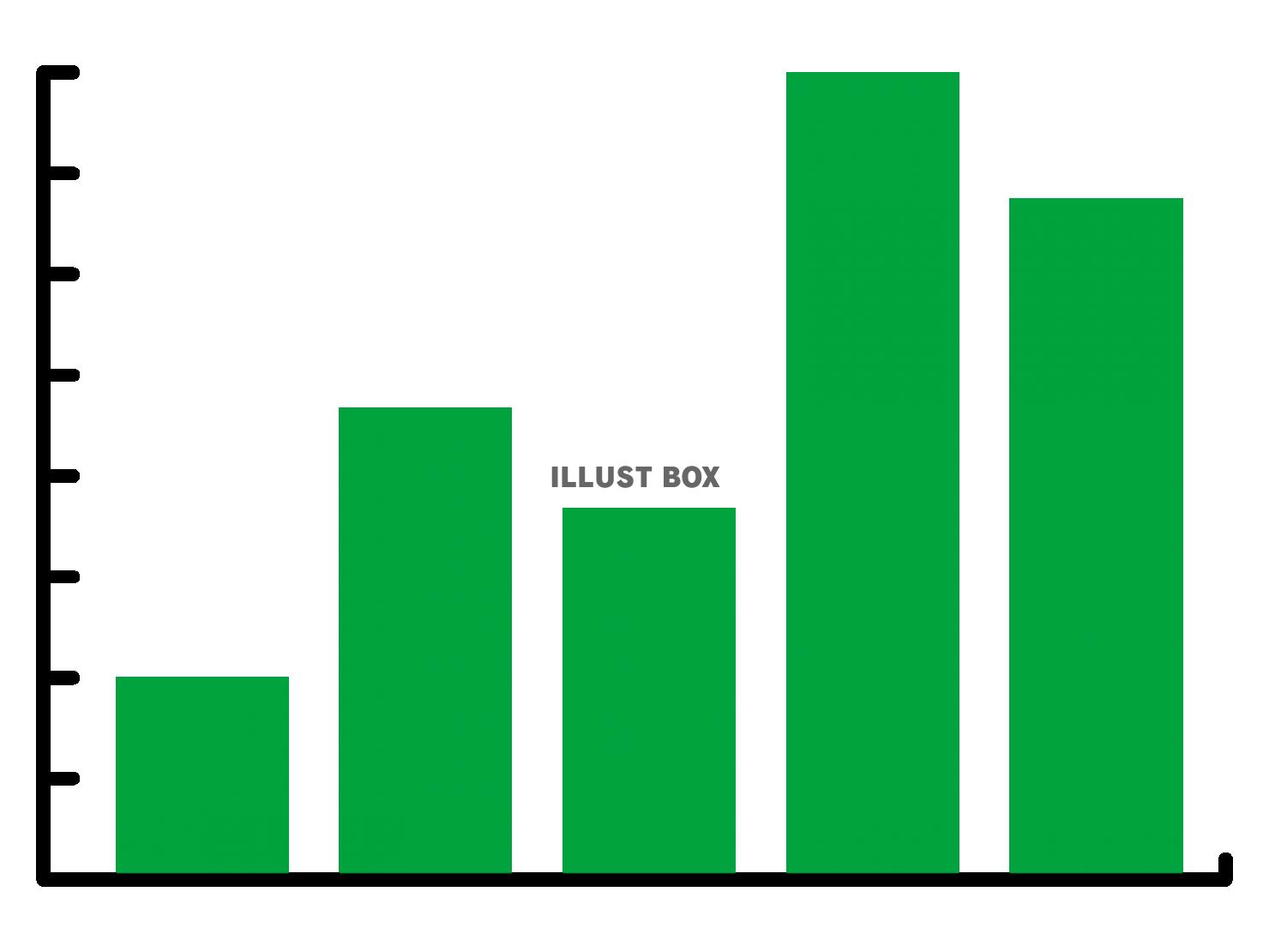 緑の棒グラフのシンプルなイラスト素材・透過PNG