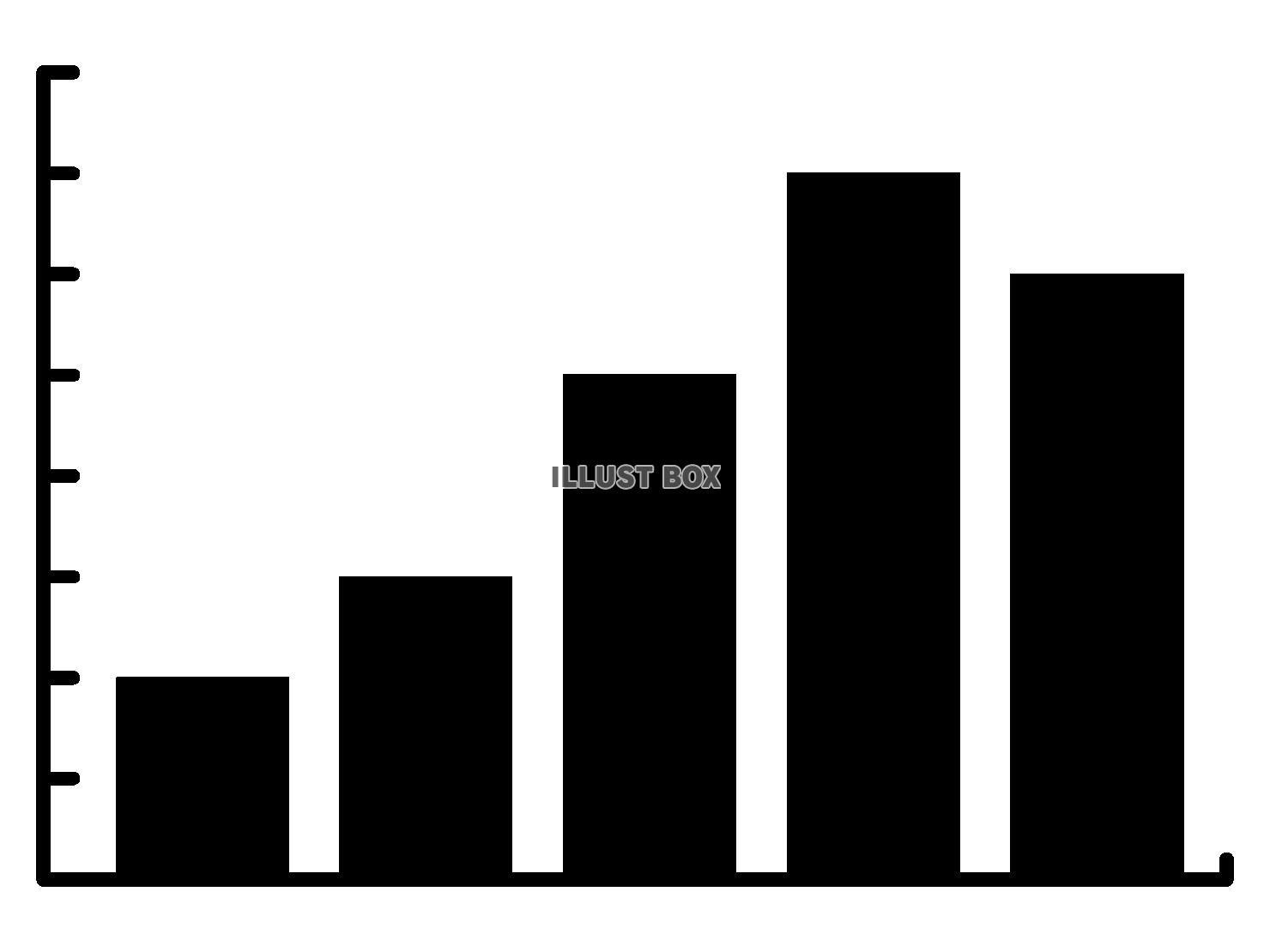 白黒の棒グラフのシンプルなイラスト素材・透過PNG