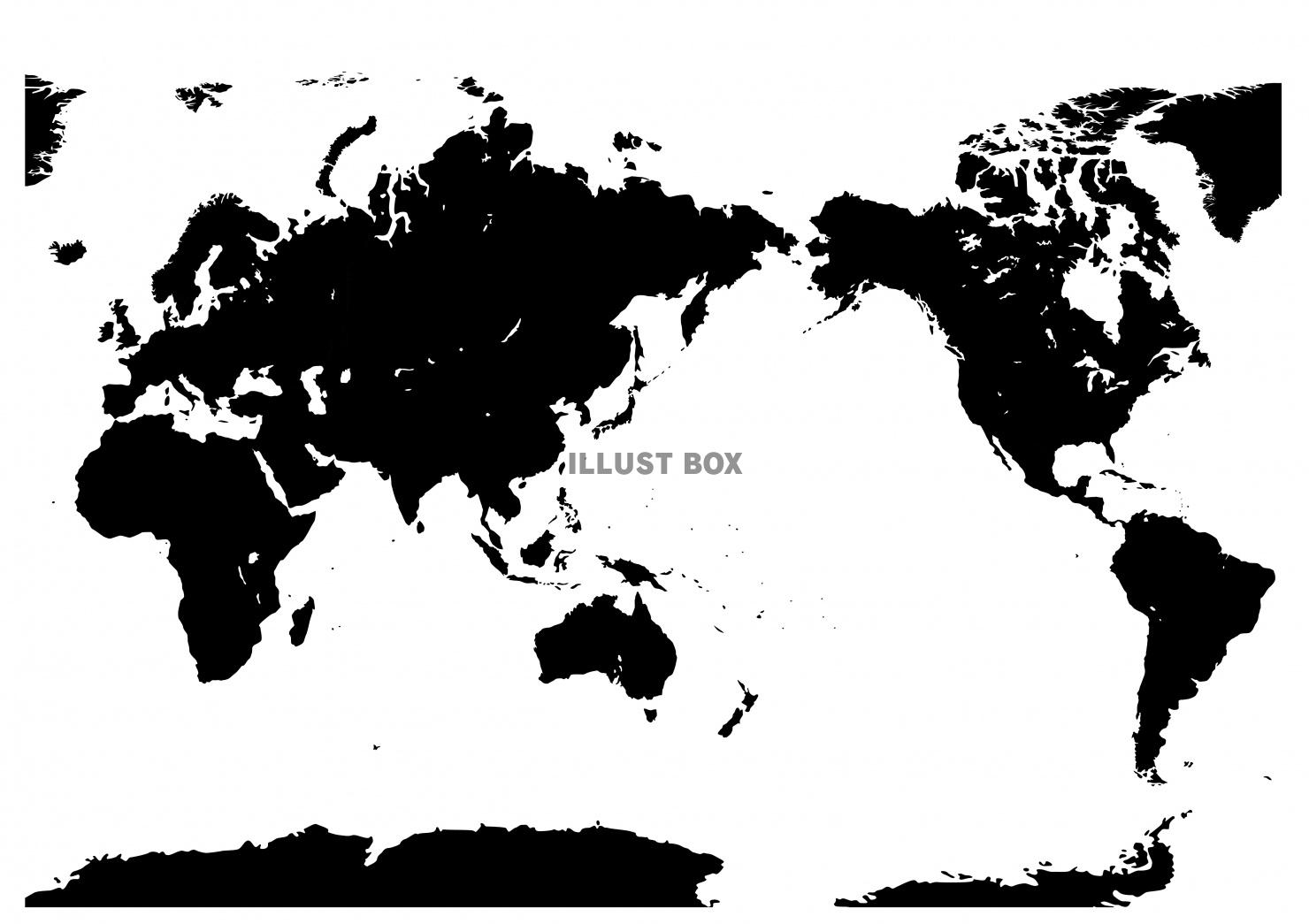 世界地図★シルエット★国境線なし★国名なし