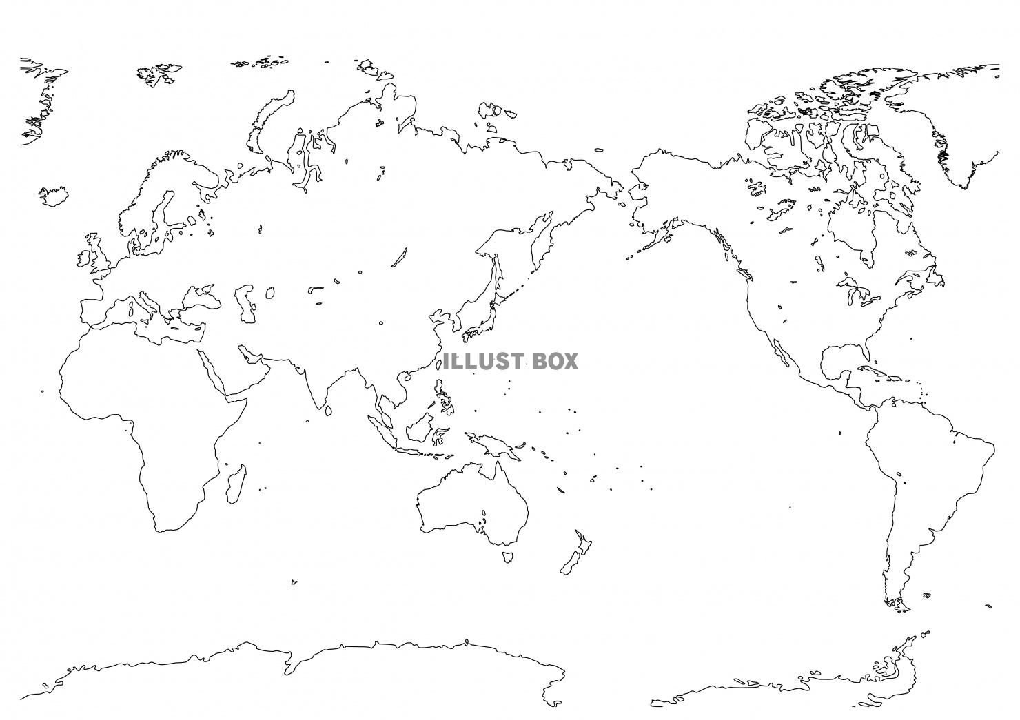 世界地図★白地図★国境線なし★国名なし