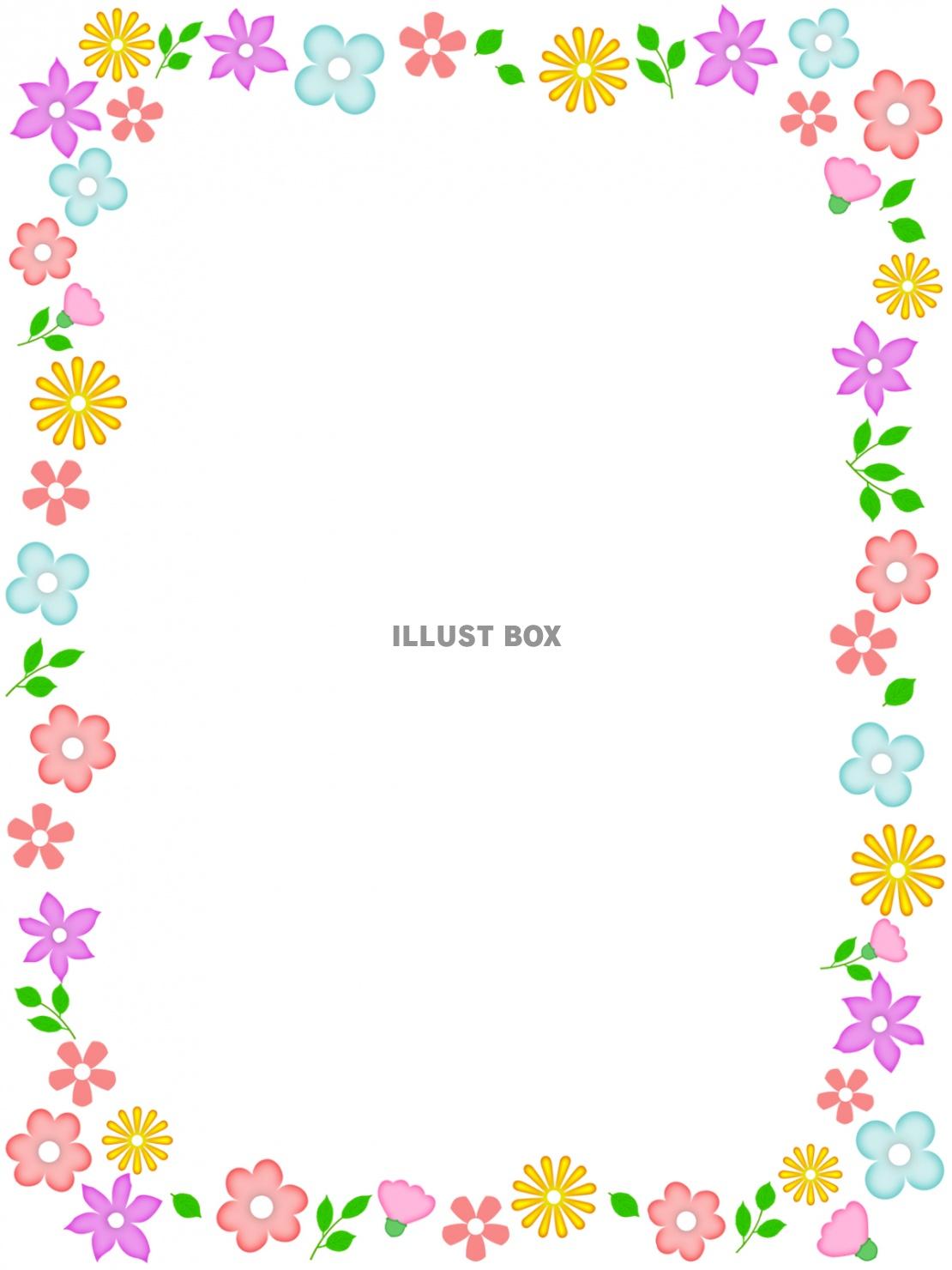 お花模様のフレームシンプル飾り枠素材イラスト
