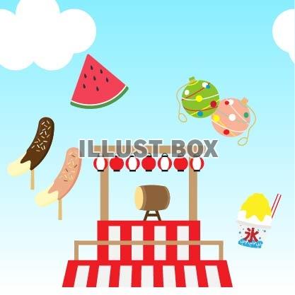 昼間のお祭りのイラスト02