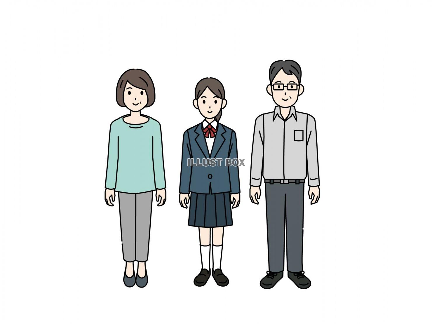 中年夫婦の家族のイラスト