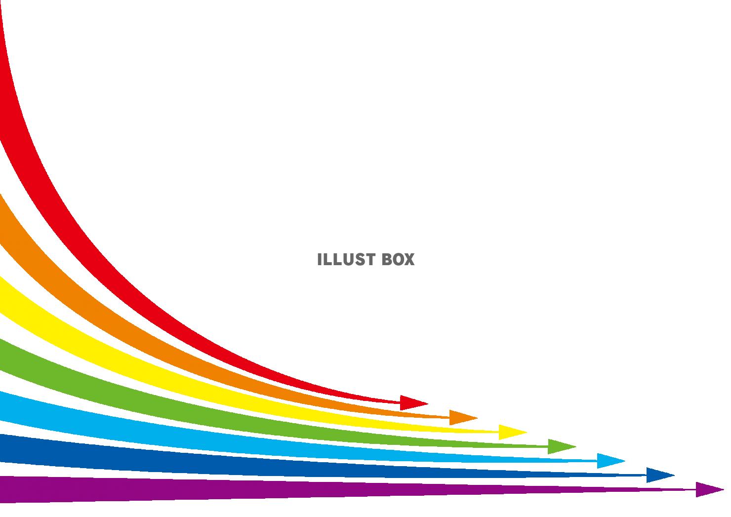 収束して並行するカラフルなレインボーカラーの矢印
