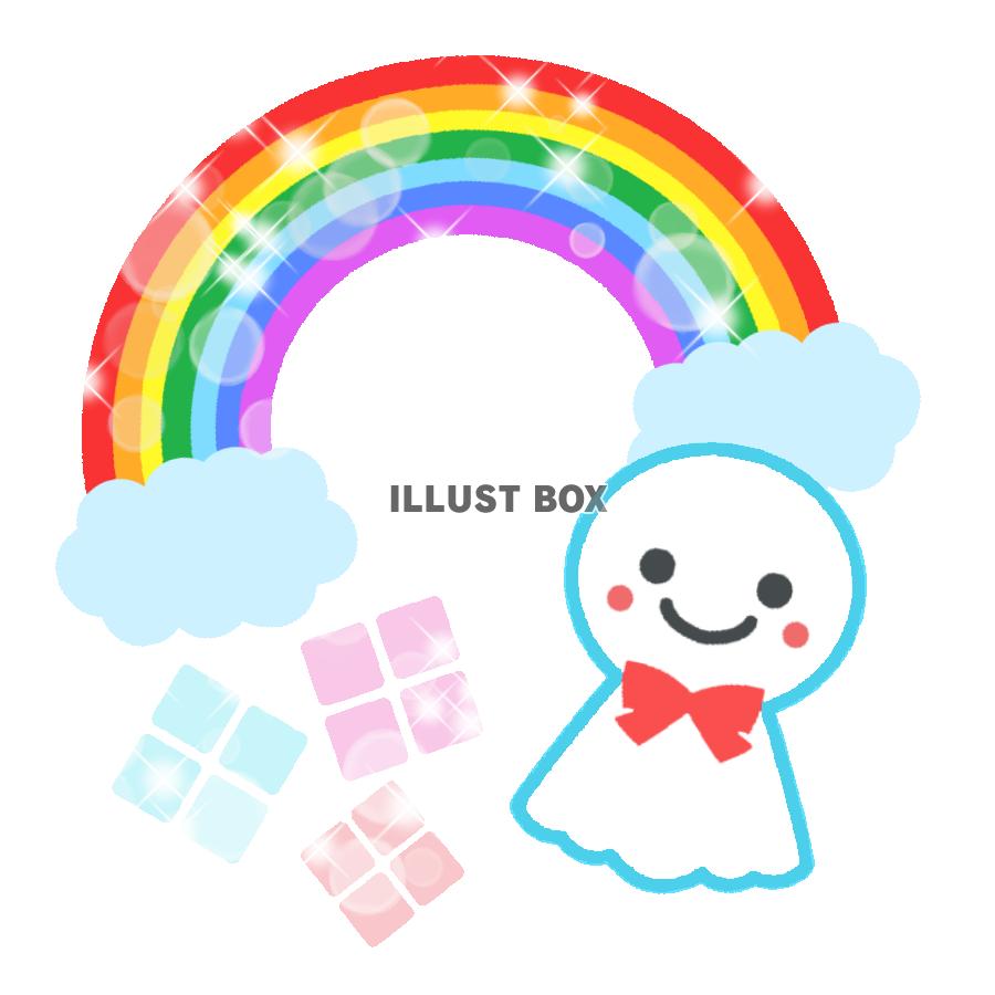 虹とてるてる坊主と紫陽花　透過png
