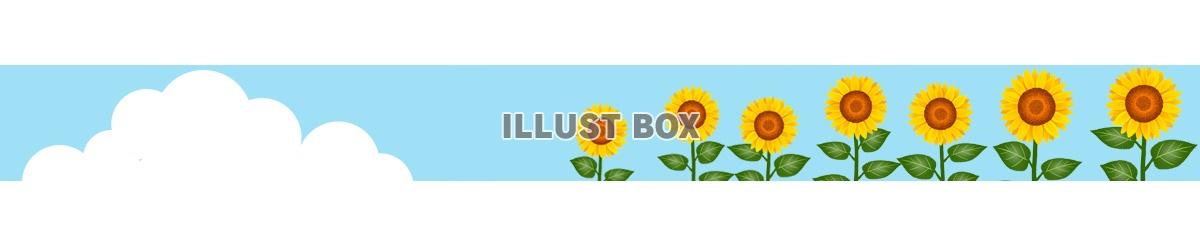 向日葵の花模様ライン素材シンプル飾り罫線イラスト
