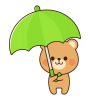 傘をさすクマ　緑