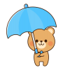 傘をさすクマ　青