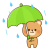 傘をさすクマ　雨