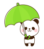 傘をさすパンダ　緑