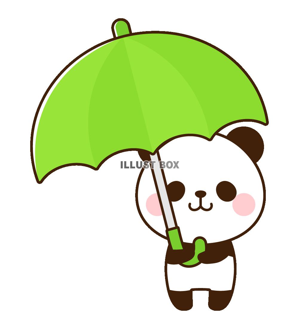 傘をさすパンダ　緑