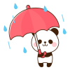 傘をさすパンダ　雨