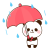 傘をさすパンダ　雨