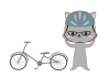 自転車とメガネネコのイラスト　線あり